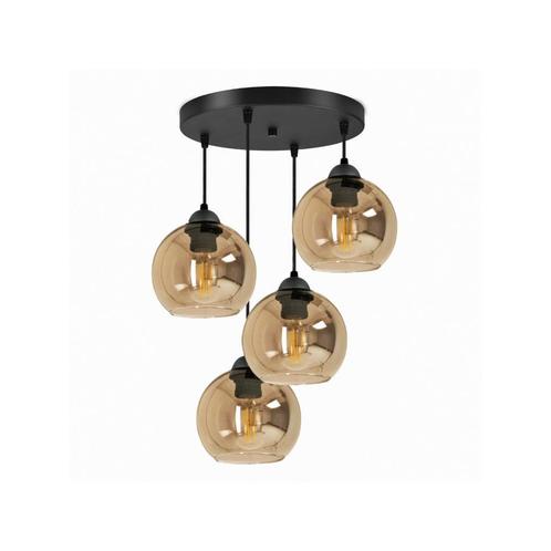 Hanglamp Amber Glas, Huis en Inrichting, Lampen | Hanglampen, Nieuw, Glas, Metaal, 75 cm of meer, Verzenden