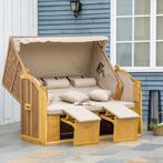 TRUUSK Strandstoel 3-zits Zonneligstoel Met Dak En 2 Klaptaf, Tuin en Terras, Tuinstoelen, Verzenden, Nieuw