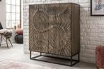 Massief dressoir SCORPION 120cm grijs acacia gedetailleerd, Huis en Inrichting, Ophalen of Verzenden, Nieuw