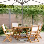 vidaXL 5-delige Tuinset massief hout en stof crèmewit, Tuin en Terras, Tuinsets en Loungesets, Verzenden, Nieuw, Hardhout, Tuinset