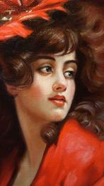 Gaetano Lete (XX-XXI) - Ragazza in Rosso, Antiek en Kunst, Kunst | Schilderijen | Klassiek
