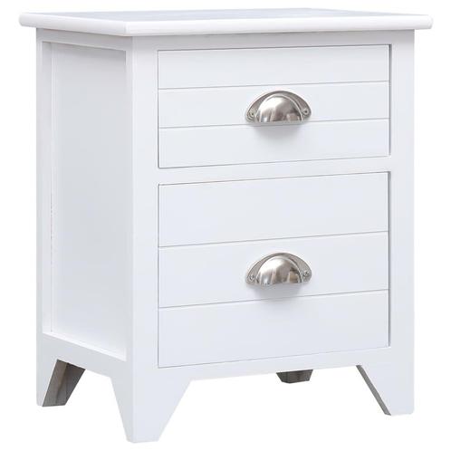 Nachtkastje Wit Hout 2 Lades - Retourdeal! Compact & Handig, Huis en Inrichting, Slaapkamer | Nachtkastjes, Nieuw, Hout, Minder dan 55 cm