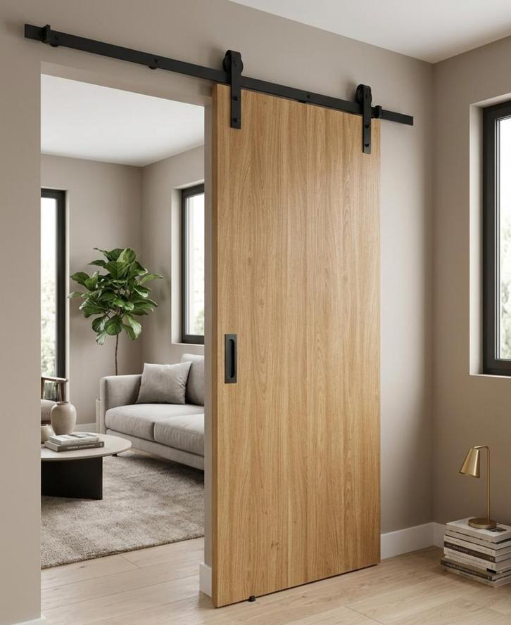 Op maat gemaakt compleet moderne schuifdeur met rails €250, Doe-het-zelf en Verbouw, Deuren en Horren, Schuifdeur, Nieuw, Hout