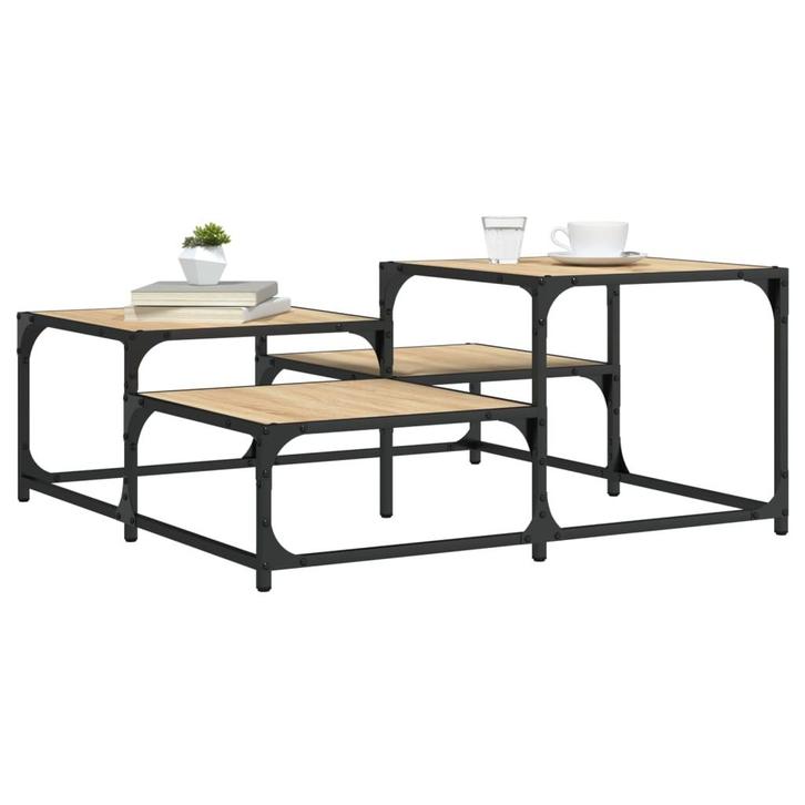 vidaXL Salontafel 87,5x87,5x40 cm bewerkt hout sonoma, Huis en Inrichting, Tafels | Salontafels, 50 tot 100 cm, Vierkant, Nieuw