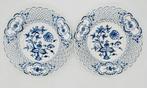 Meissen - Bord (2) - Porselein - blauwe ui borden, Antiek en Kunst