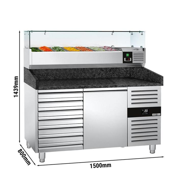GGM Gastro | Pizza koelwerkbank PREMIUM - 1500x800mm - met 1, Zakelijke goederen, Horeca | Meubilair en Inrichting, Verzenden