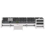 vidaXL 7-delige Loungeset met kussens massief grenenhout wit, Tuin en Terras, Verzenden, Nieuw, Loungeset