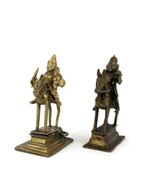 Beeld, Pair of Khandoba - 17/18th century - 13 cm - Brons,, Antiek en Kunst
