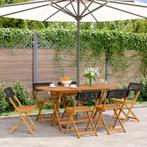 vidaXL Tuinstoelen 6 st inklapbaar poly rattan en massief, Tuin en Terras, Tuinstoelen, Verzenden, Nieuw, Hout