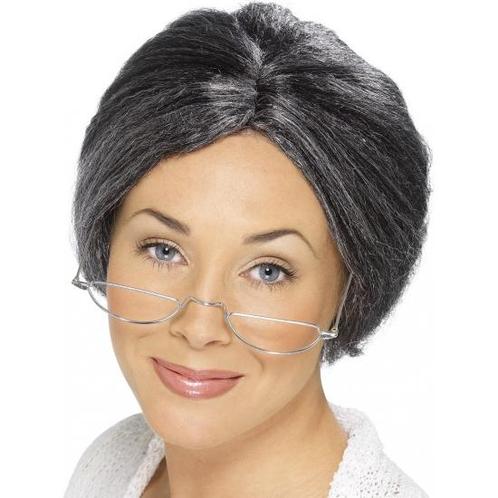 Oma pruik met knotje - Damespruiken, Hobby en Vrije tijd, Feestartikelen, Verzenden