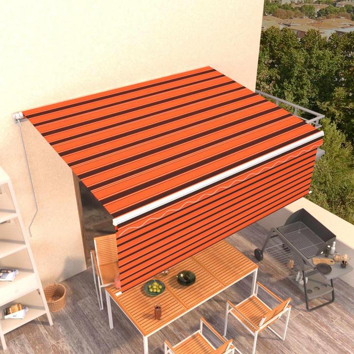 vidaXL Luifel handmatig uittrekbaar met rolgordijn 4,5x3m, Tuin en Terras, Zonneschermen, Nieuw, Verzenden