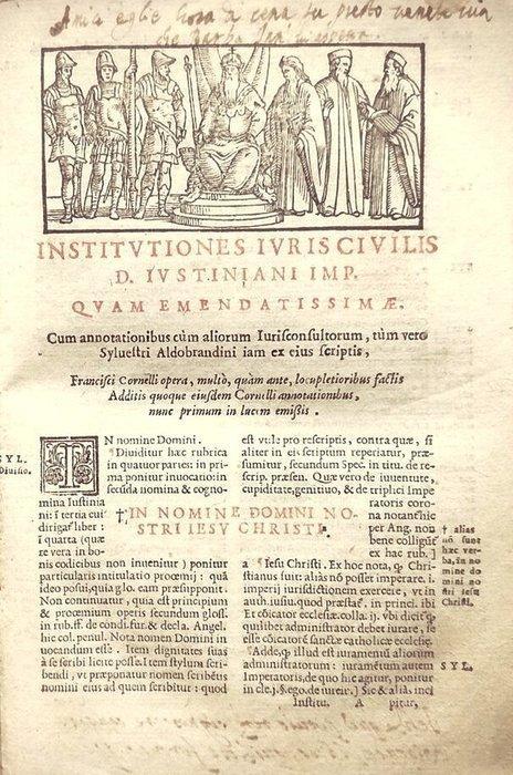 Giustiniano Imperatore - Institutiones Iuris Civilis - 1581, Antiek en Kunst, Antiek | Boeken en Bijbels