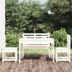 vidaXL 4-delige Tuinset massief grenenhout wit, Verzenden, Nieuw, 4 zitplaatsen, Tuinset