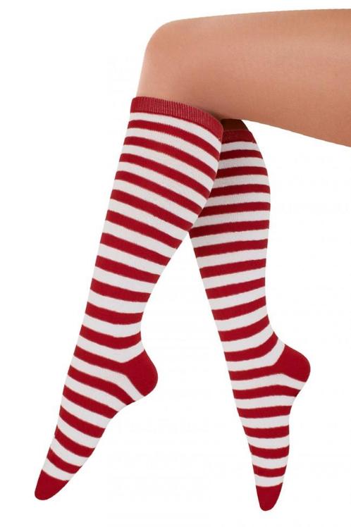 Sokken Rood Wit Lange Gestreepte Kousen 36-41 Carnaval Voetb, Kleding | Dames, Carnavalskleding en Feestkleding, Nieuw, Carnaval