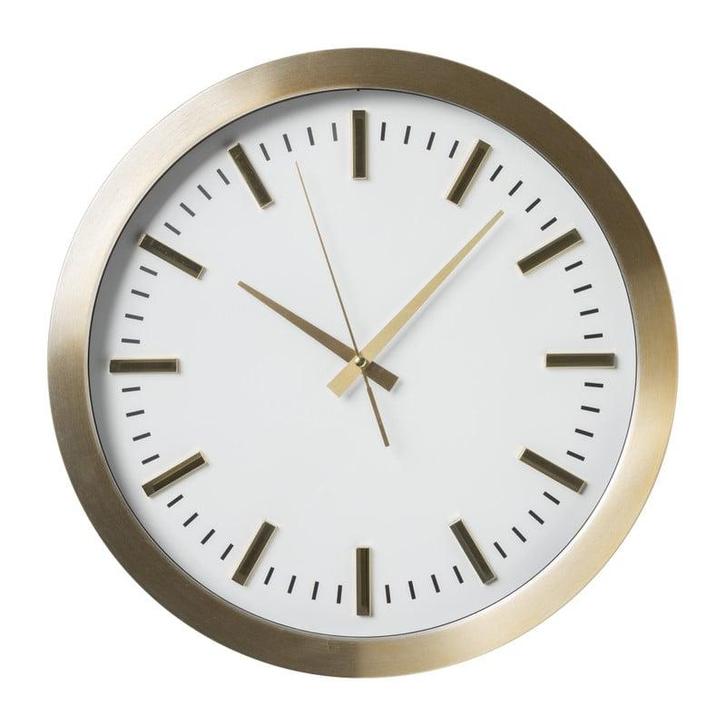Wandklok gouden rand - wit - ø40 cm, Huis en Inrichting, Woonaccessoires | Klokken, Verzenden