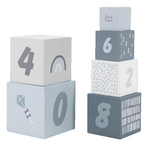 Label Label Blauw Houten Stapelblokken LLWT-25316, Kinderen en Baby's, Speelgoed | Houten speelgoed, Nieuw, Verzenden
