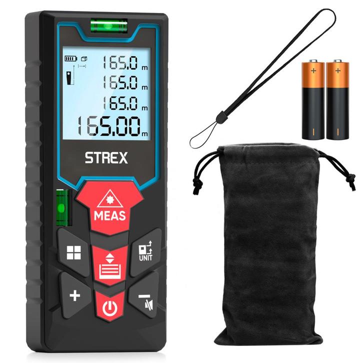 Strex Laser Afstandsmeter 60m Bereik -Incl. Beschermhoes, Doe-het-zelf en Verbouw, Meetapparatuur, Verzenden