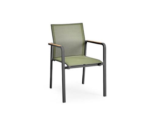 Suns Tutti eetstoel forest green mrg teak armleuningen |, Tuin en Terras, Tuinsets en Loungesets, Ophalen of Verzenden