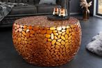 Ronde salontafel STONE MOSAIC 75cm koper metaal mozaiek, Ophalen of Verzenden, Nieuw