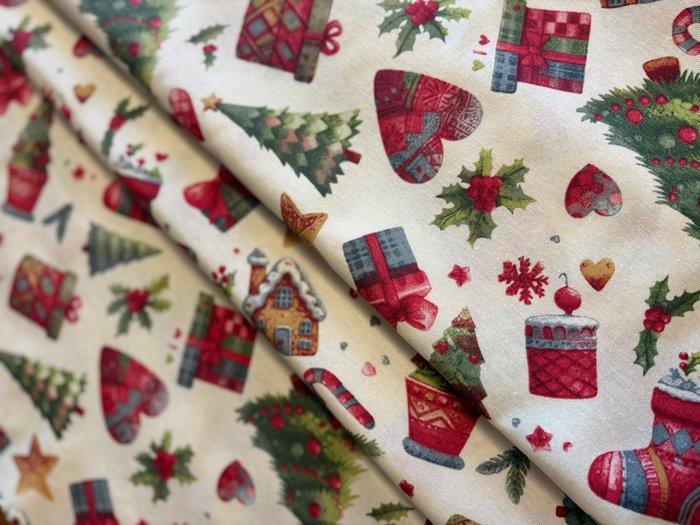 Elegante stof met patchworkthema voor een vrolijk kerstfeest, Diversen, Kerst