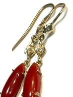 Oorbellen - 14 karaat Roségoud Bloedkoraal - Diamant - Aka, Sieraden, Tassen en Uiterlijk, Oorbellen, Nieuw