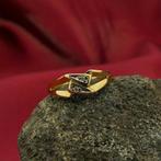 Gouden ring met diamant | 0,02 ct. (rond briljant, geelgoud), Gebruikt, Overige kleuren, Ophalen of Verzenden, 17 tot 18