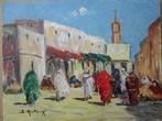 Bruno Retaux (1947) - Rue animée à Marrakech - Maroc