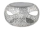 Ronde salontafel SPIN 75cm zilver zwart glas metaal met, Ophalen of Verzenden, Nieuw