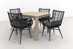 VDG Jasmine black/Rome grey 100 cm. - tuinset 5-delig, Tuin en Terras, Tuinsets en Loungesets, Verzenden, Nieuw, Hout, Tuinset