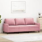 vidaXL Driezitsbank 180 cm fluweel roze, Huis en Inrichting, Verzenden, 150 tot 200 cm, Stof, Driepersoons