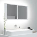 vidaXL Badkamerkast met spiegel en LED 90x12x45 cm acryl wit, Verzenden, Nieuw