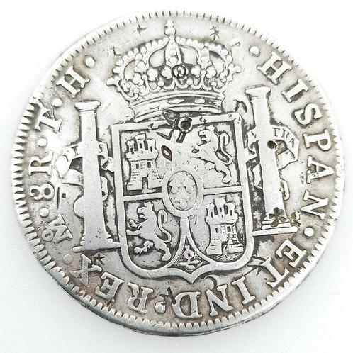 Spanje. Carlos IV. 8 Reales 1807 Mexico TH - Con resellos, Postzegels en Munten, Munten | Europa | Niet-Euromunten