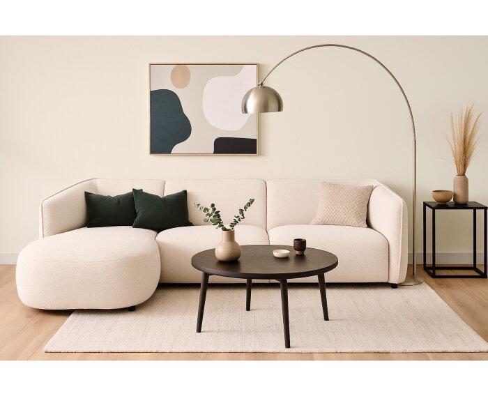 Hoekbank Valerie Bouclé met Chaise Longue Links 279x150 cm –, Huis en Inrichting, Banken | Sofa's en Chaises Longues, Nieuw, Ophalen of Verzenden