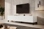 Meubella | TV-Meubel wit 200cm hotel chique lamellen, Huis en Inrichting, Kasten | Televisiemeubels, Overige materialen, Verzenden