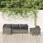 vidaXL 5-delige Loungeset met kussens poly rattan grijs, Tuin en Terras, Tuinsets en Loungesets, Verzenden, Nieuw, Rotan, Loungeset