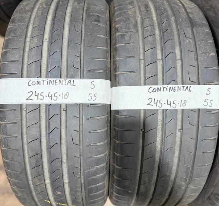 2x245-45-18 Continental Zomer 2x5mm €55 PerBand 245 45 18, Auto-onderdelen, Banden en Velgen, 18 inch, Zomerbanden, 245 mm, Personenwagen