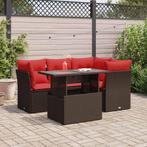 vidaXL 5-delige Loungeset met kussens poly rattan acacia, Verzenden, Nieuw, Rotan, Loungeset