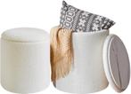 Set 2 Poefs | Wit Fleece | Tweedekansje OP=OP, Minder dan 50 cm, Nieuw, Minder dan 50 cm, Ophalen of Verzenden