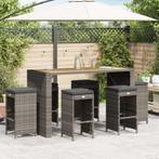vidaXL Tuinbarkrukken met kussens 6 st poly rattan grijs, Tuin en Terras, Tuinstoelen, Verzenden, Nieuw, Rotan