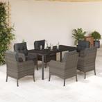 vidaXL 7-delige Tuinset met kussens poly rattan grijs, Tuin en Terras, Tuinsets en Loungesets, 6 zitplaatsen, Nieuw, Tuinset, Verzenden