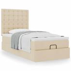 vidaXL Bedframe met matras 100x200cm stof crèmekleurig, Huis en Inrichting, 100 cm, Eenpersoons, Verzenden, Nieuw