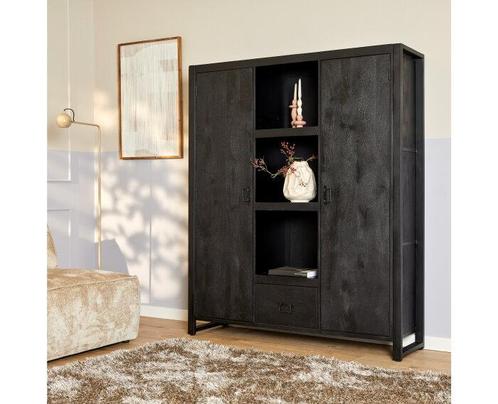 Boekenkast Boaz Black | 2 deuren 1 lade, Huis en Inrichting, Kasten | Boekenkasten, Nieuw, Ophalen of Verzenden