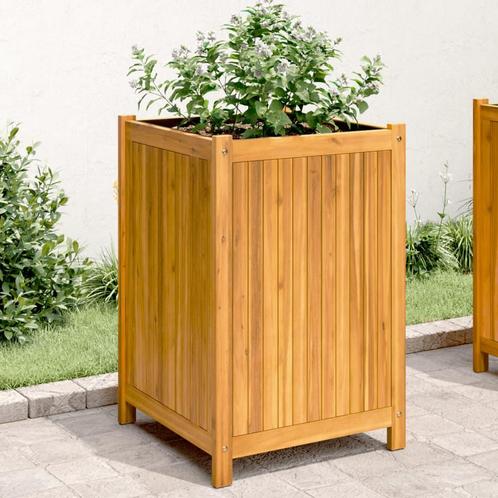 vidaXL Plantenbak met voering 50x50x75 cm massief acaciahout, Tuin en Terras, Bloempotten, Nieuw, Verzenden