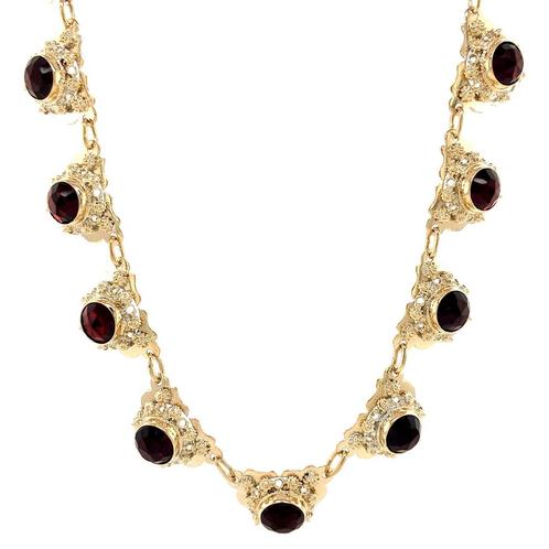 Gouden collier met granaat 14 krt, Sieraden, Tassen en Uiterlijk, Kettingen, Nieuw, Ophalen of Verzenden