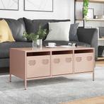 vidaXL Salontafel 101,5x50x43,5 cm koudgewalst staal roze, 100 tot 150 cm, Verzenden, Nieuw, 50 tot 100 cm