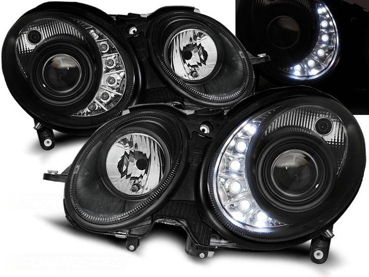 Koplampen Mercedes E-Class W211 Zwart 02-06, Auto-onderdelen, Overige Auto-onderdelen, Ophalen of Verzenden