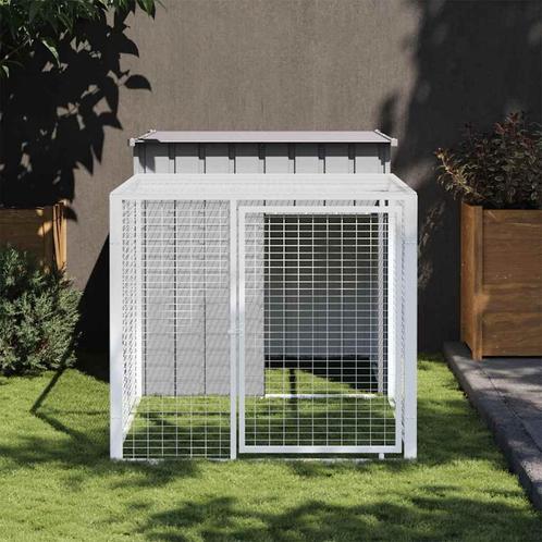 vidaXL Kippenhok met ren 110x201x110 cm gegalvaniseerd staal, Dieren en Toebehoren, Knaagdieren en Konijnen | Hokken en Kooien