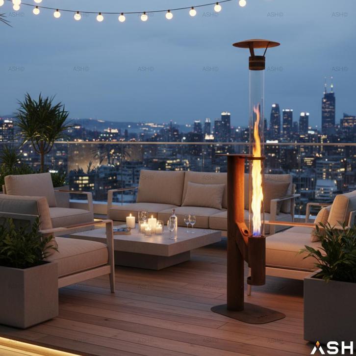 Pellet Kachel Flores - XXL Terras Heater Cortenstaal, Tuin en Terras, Terrasverwarmers, Nieuw, Ophalen of Verzenden