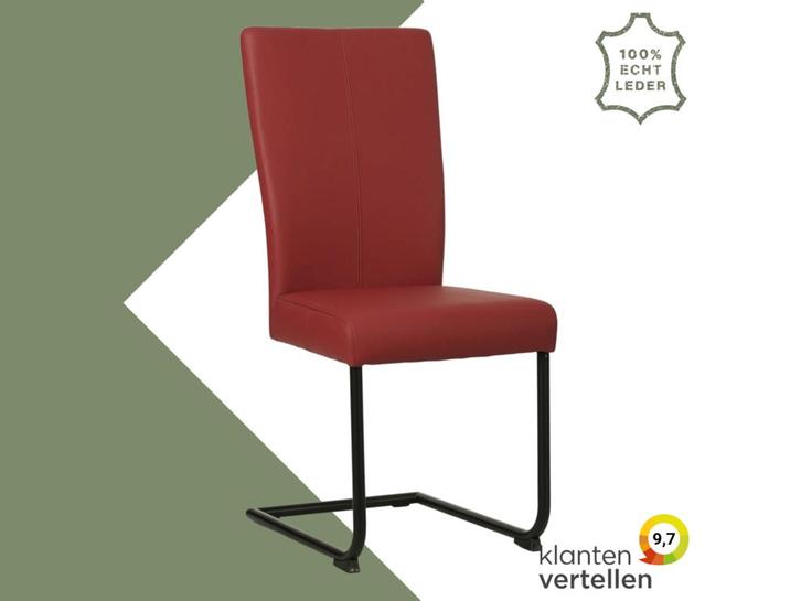 Leren eetkamerstoel Dry - Hermes Red (rood) - Sledepoot, Huis en Inrichting, Stoelen, Eén, Rood, Nieuw, Leer, Ophalen of Verzenden