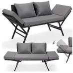 Polyrotan Tuinbank met Verstelbare Armleuning en amp; Kussen, Tuin en Terras, Verzenden, Nieuw